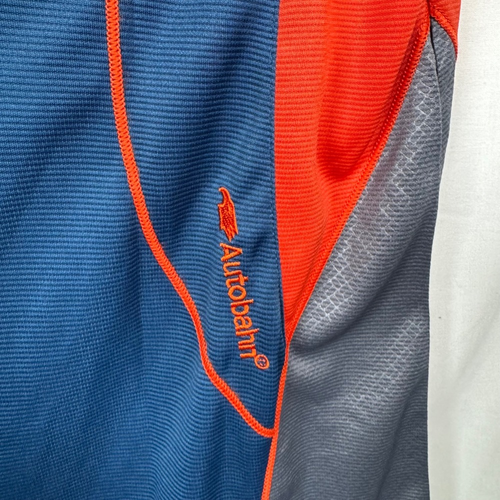 Autobahn Cycling Jersey Mens 105 Blue Orange Gray Colorblock Quarter Zip Shirt - Picture 5 of 12